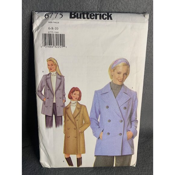 Butterick Coat Sewing Pattern Size 6 8 10 6775 - uncut - Picture 1 of 4